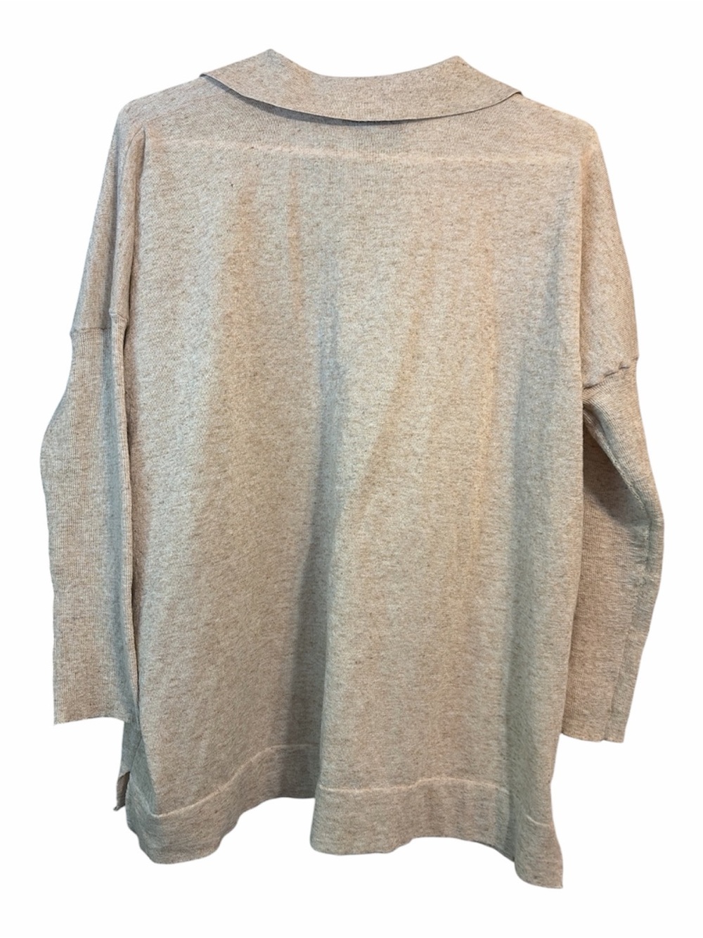 Tuckernuck Oatmeal Linen Blend Oversized Polo Sweater Quiet Luxury Coastal M/L - Picture 4 of 6